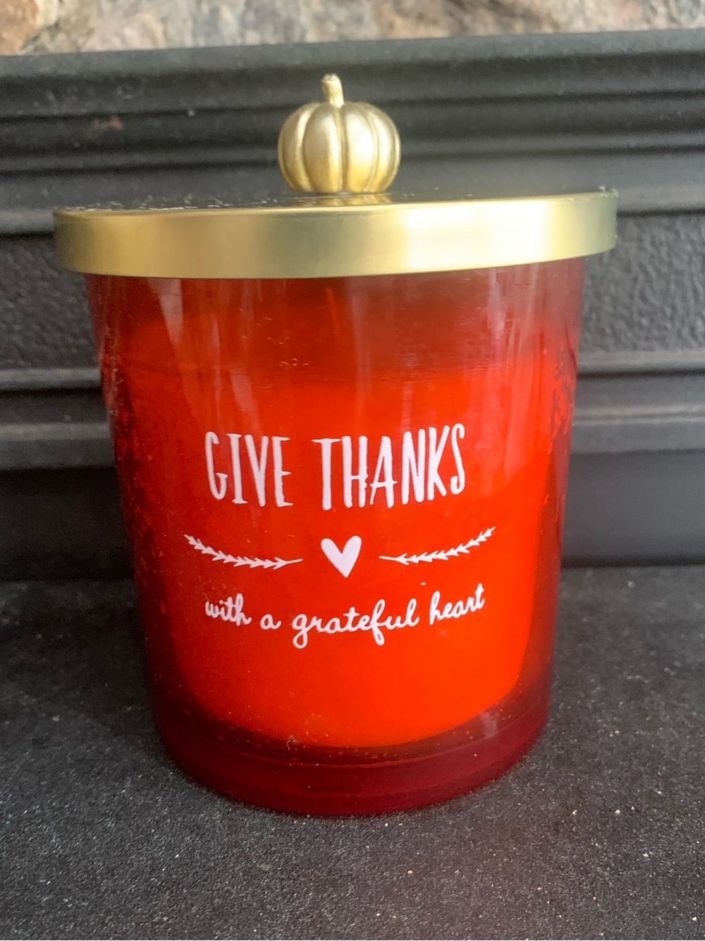 Give Thanks With A Greatful Heart Pumpkin Spice Scented Filled Candle CVS Orange